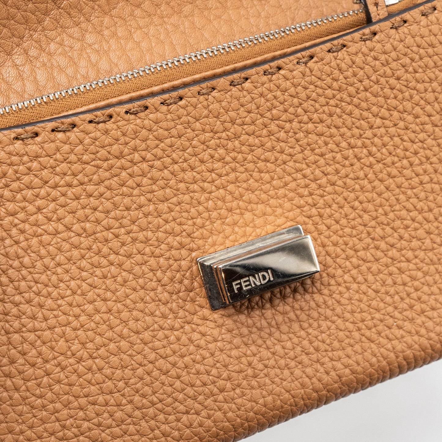 Fendi Peekaboo Continental Wallet With Topstitching Leather Brown SHW