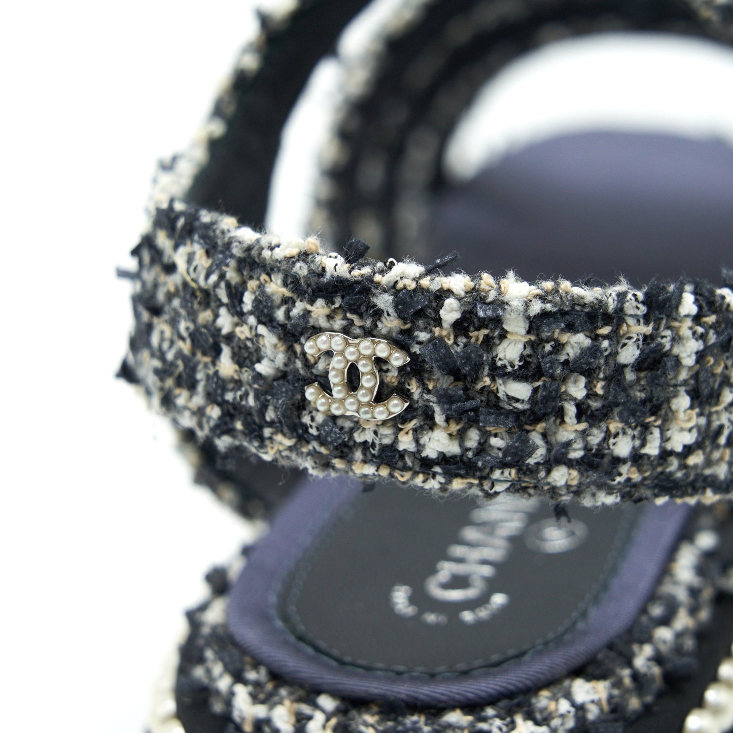 Chanel Size 36 Tweed Navy blue Sandals