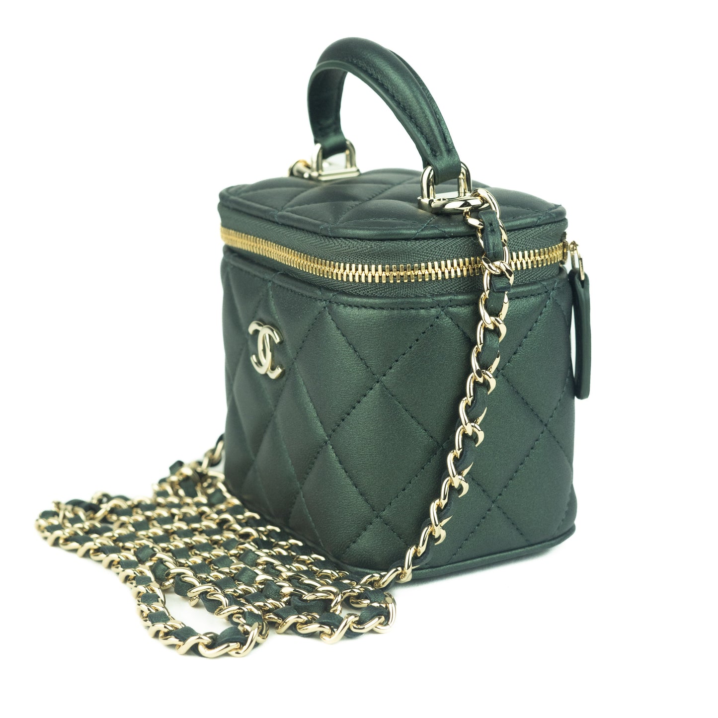 Chanel Small Vanity With Chain in Iridescent dark green