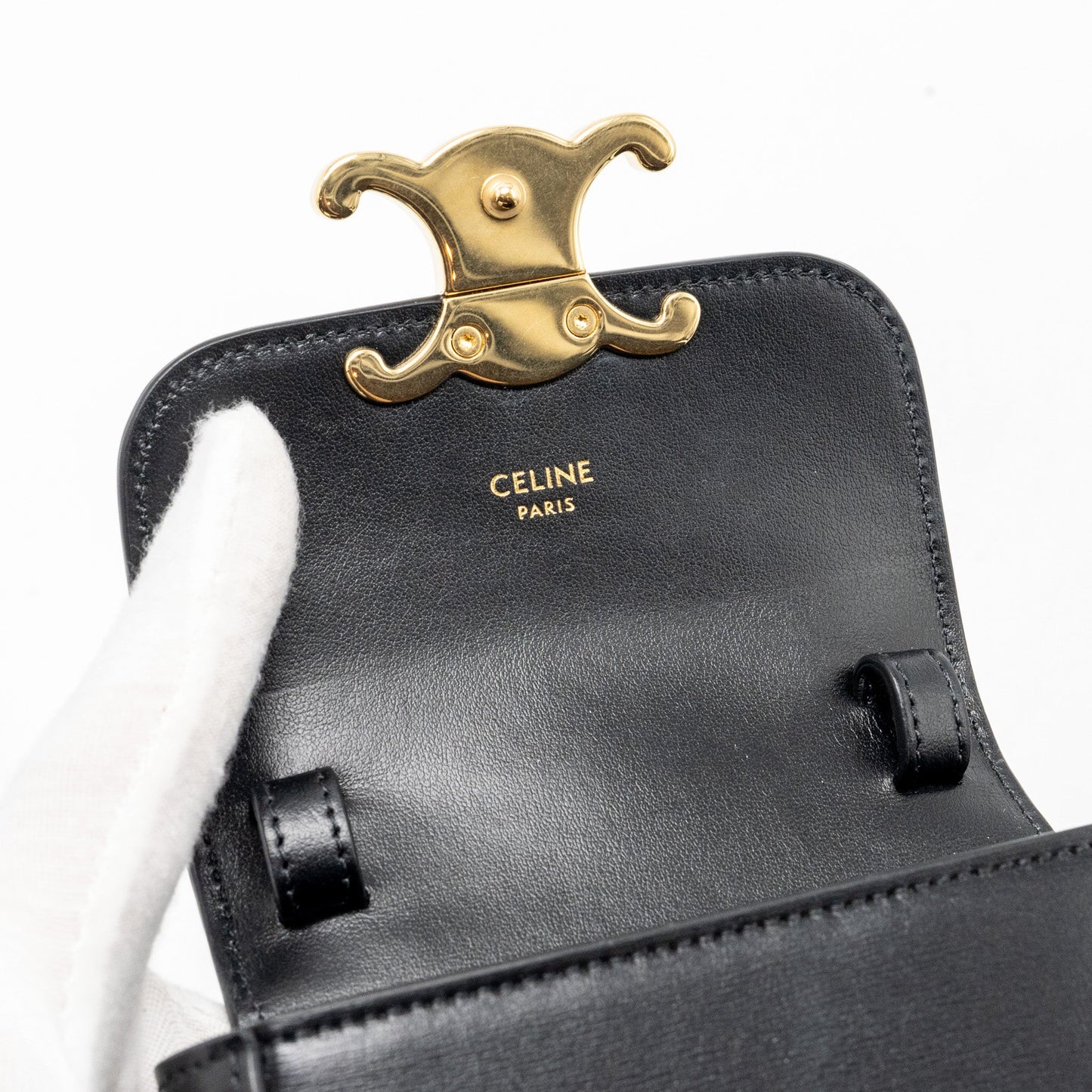 Celine Mini Triomphe Shiny Calfskin Black GHW