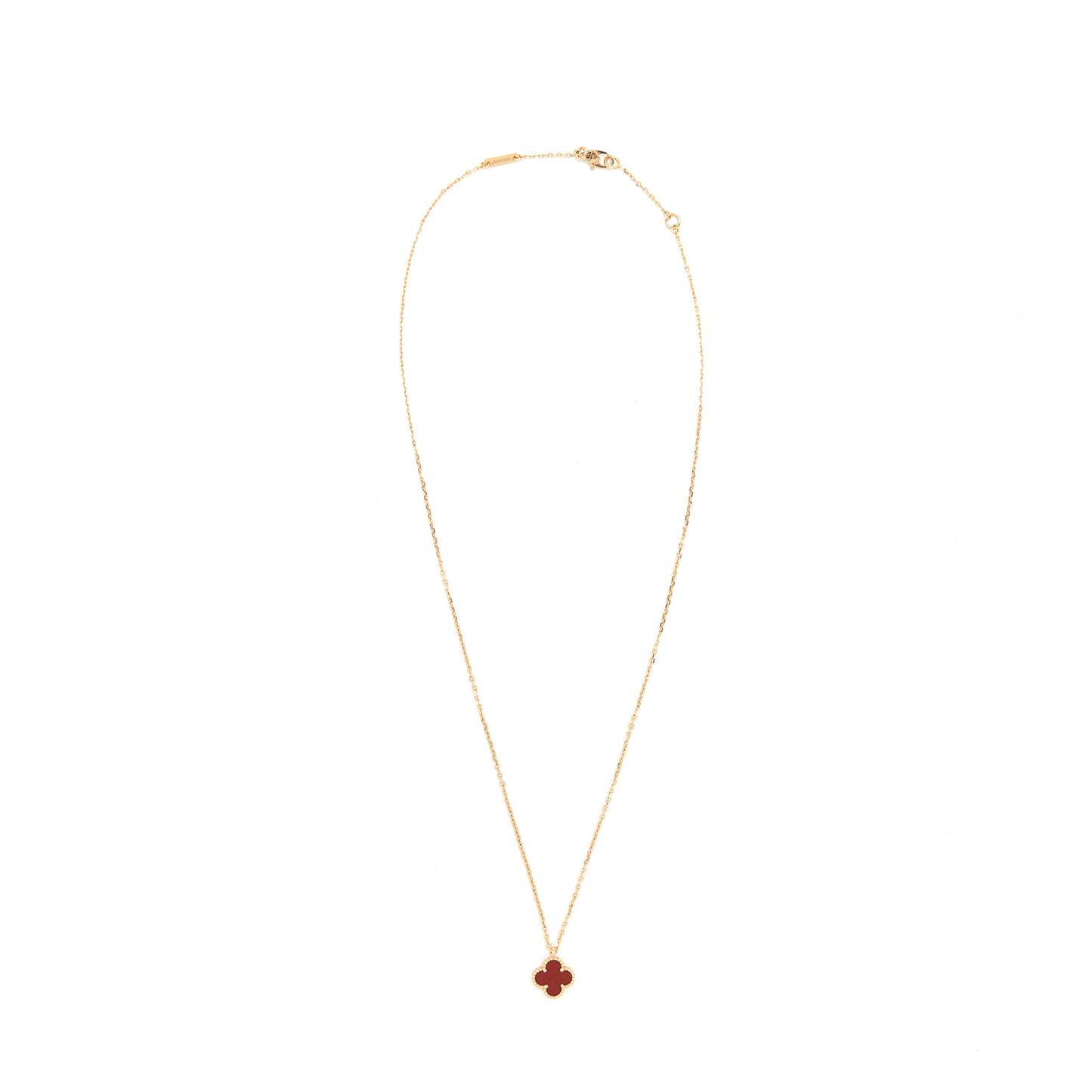 Van Cleef And Ariel’s Sweet Alhambra Pendant Rose Gold With Carnelian