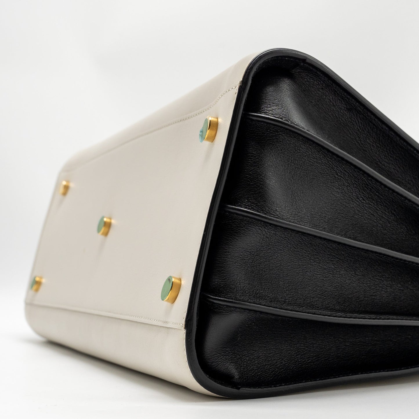 Saint Laurent /YSL Small Sac de Jour Tote Bag Calfskin White / Black GHW