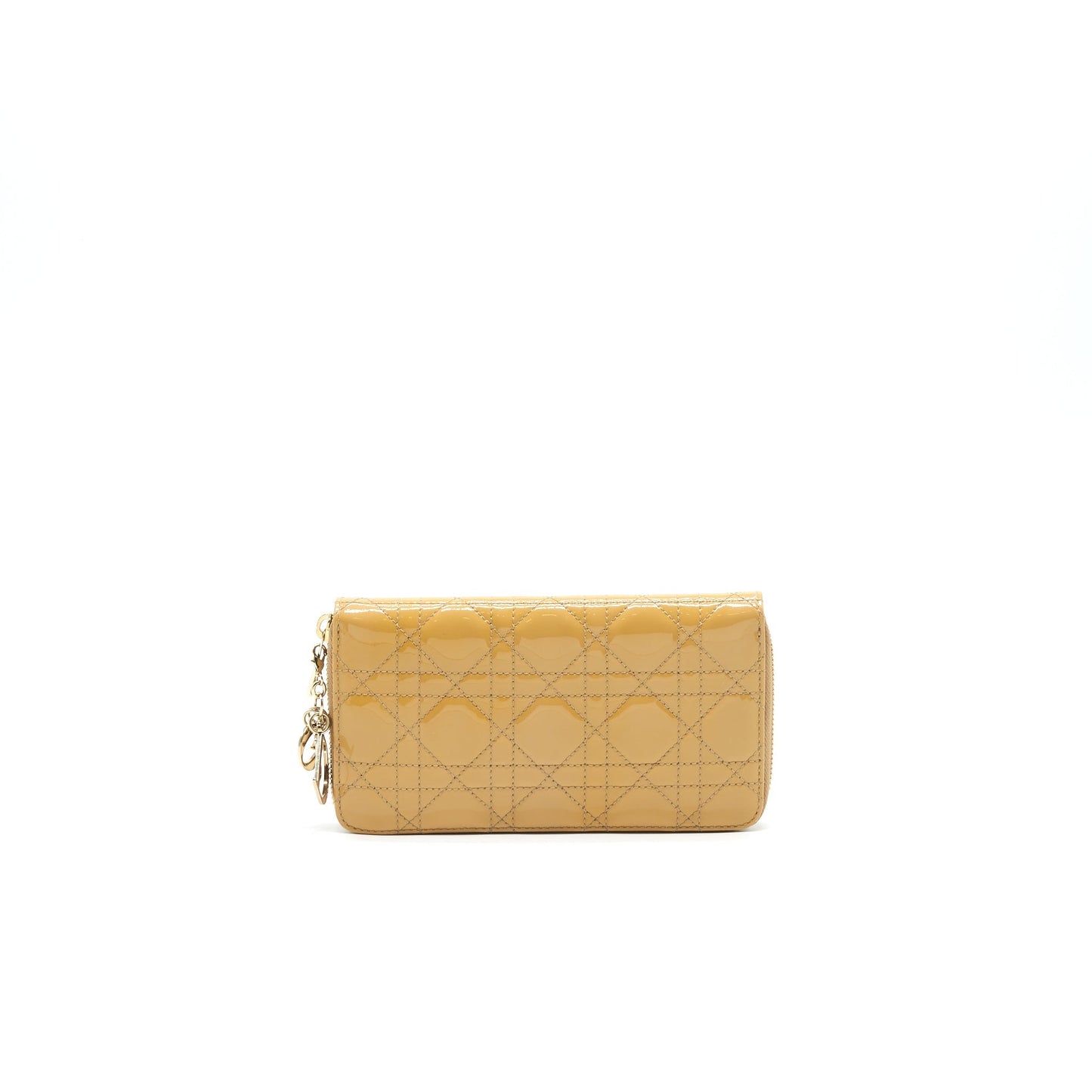 CHRISTIAN Luxury Dior Lady Luxury Dior Voyager Zip Wallet Beige LGHW
