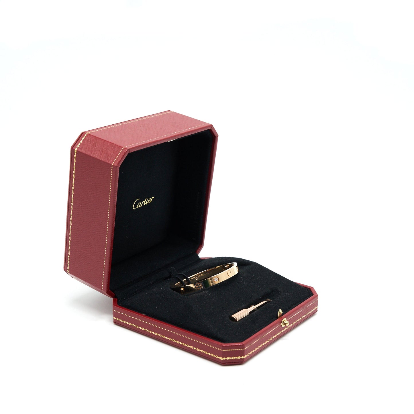 CARTIER SIZE 16 LOVE BRACELET ROSE GOLD 4 DIAMONDS