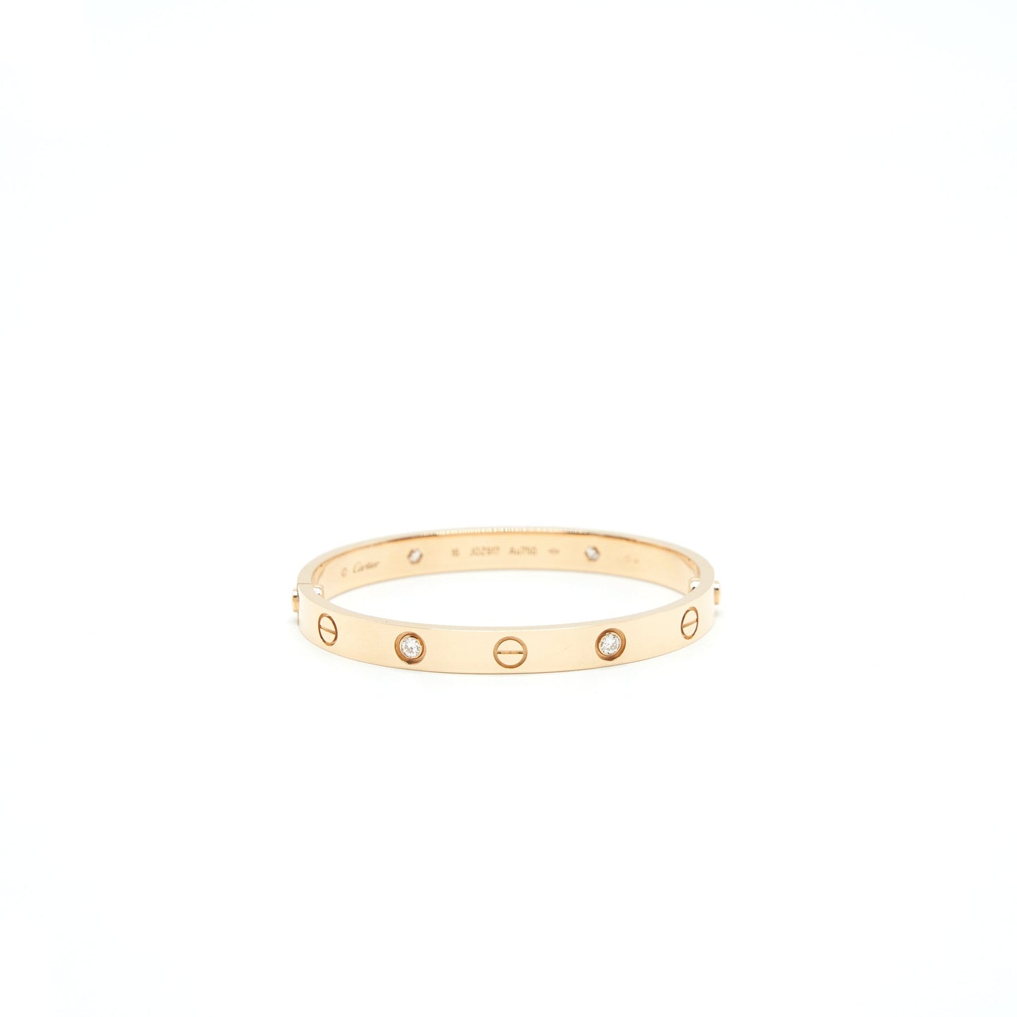 CARTIER SIZE 16 LOVE BRACELET ROSE GOLD 4 DIAMONDS