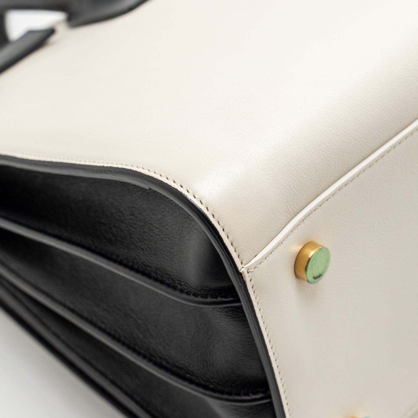 Saint Laurent /YSL Small Sac de Jour Tote Bag Calfskin White / Black GHW