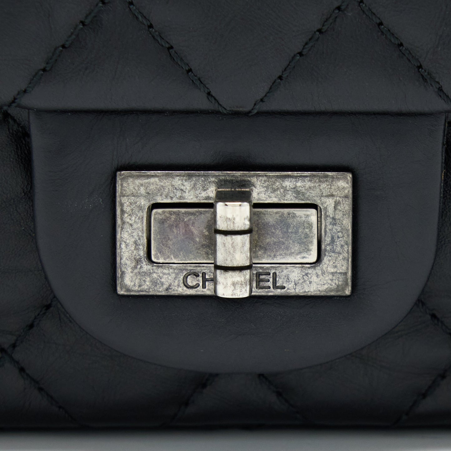 Chanel Small 2.55 255 Double Flap Bag Calfskin Black Ruthenium SHW