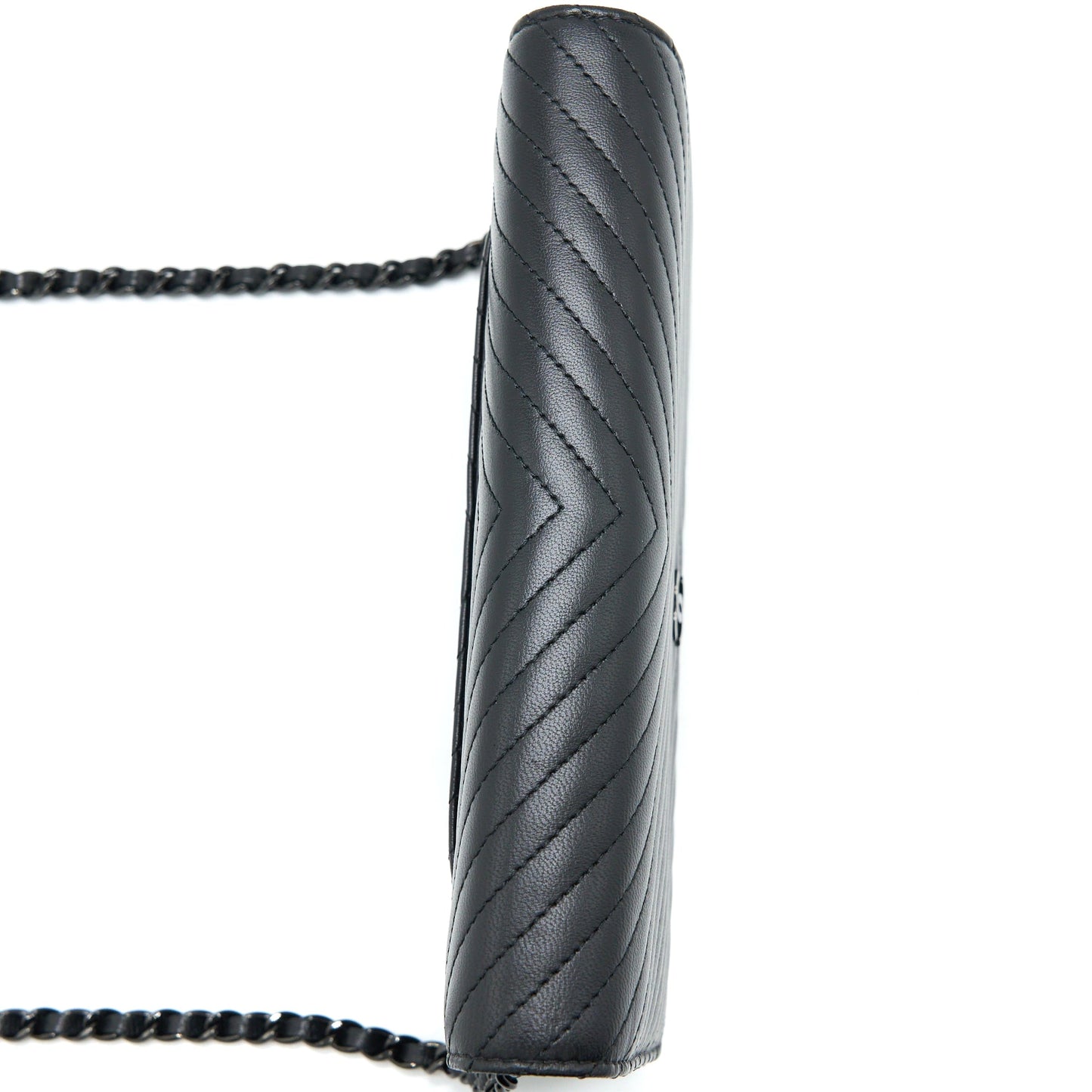 Chanel Chevron Wallet On Chain Black with Black Hardware