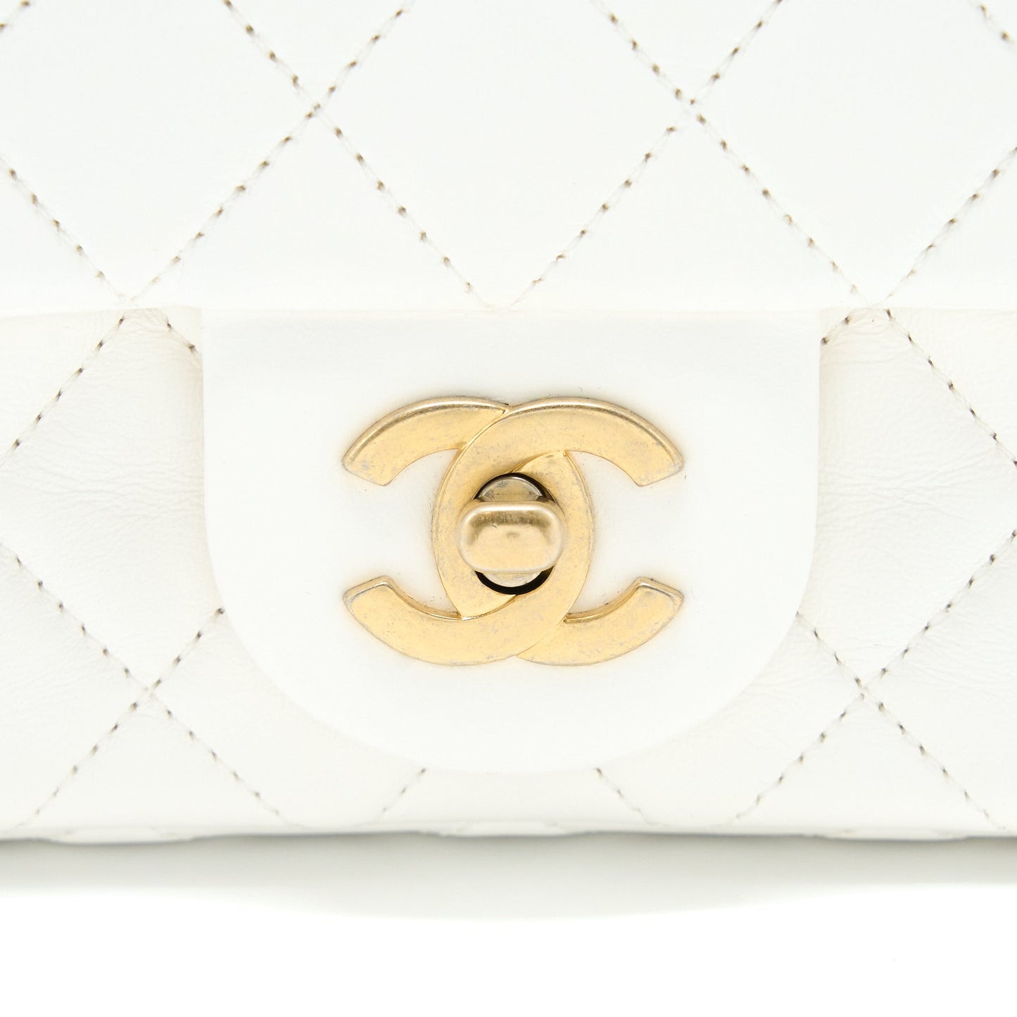 Chanel Pearl Crush Mini Rectangular Flap Bag Lambskin White GHW