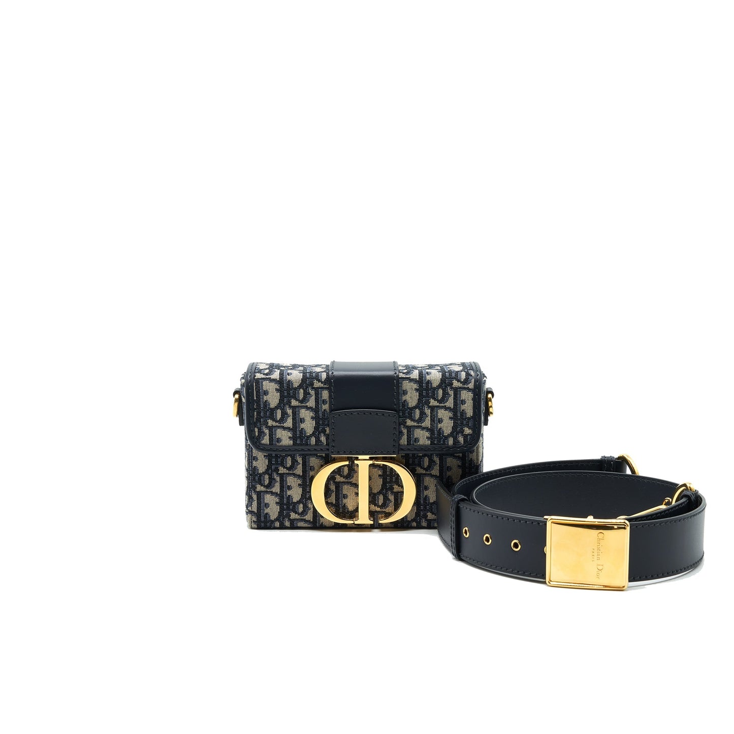 Christian Luxury Dior 30 Montaigne Box Bag Oblique Canvas Blue