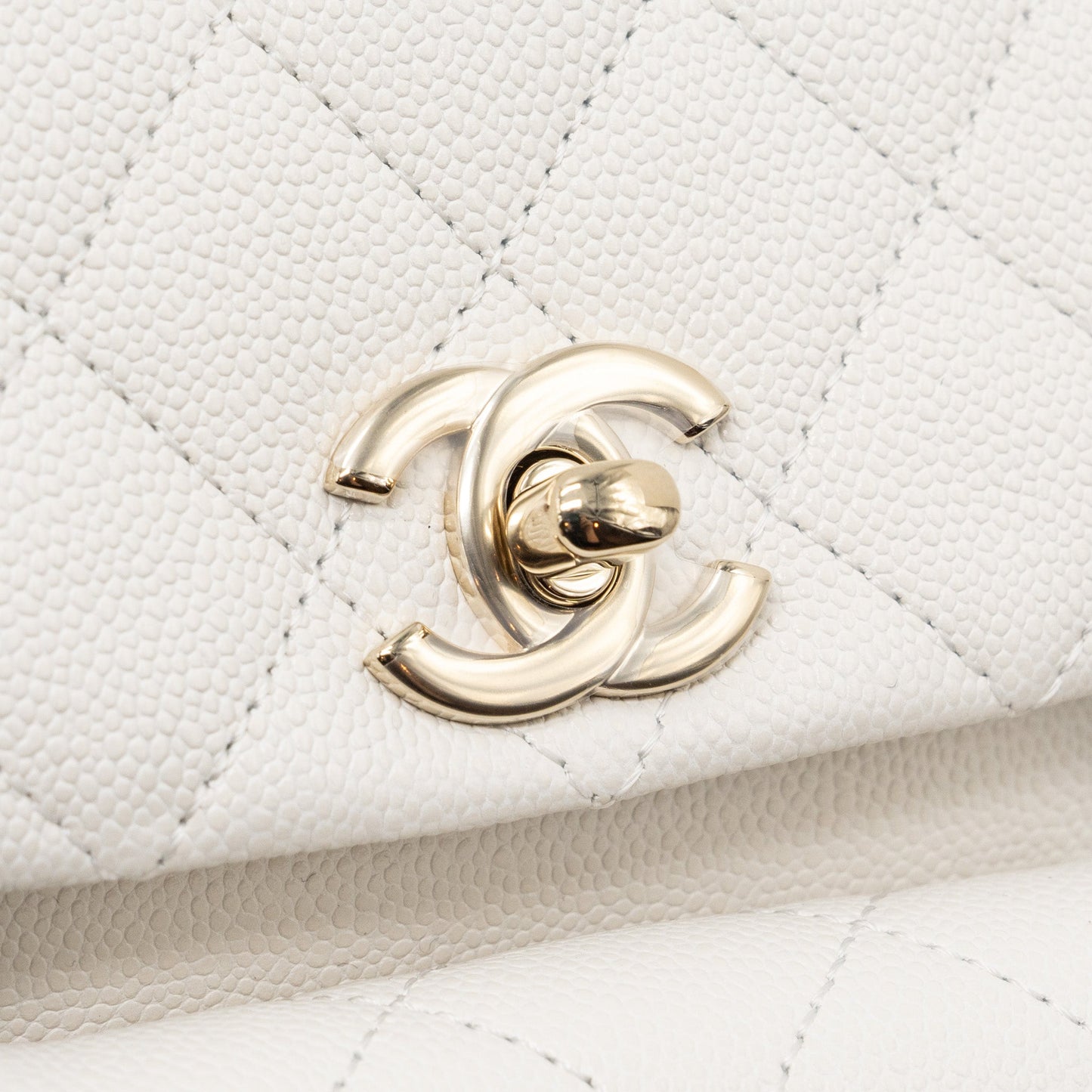Chanel 23k Triple Pocket Mini Backpack Caviar White LGHW(Microchip)