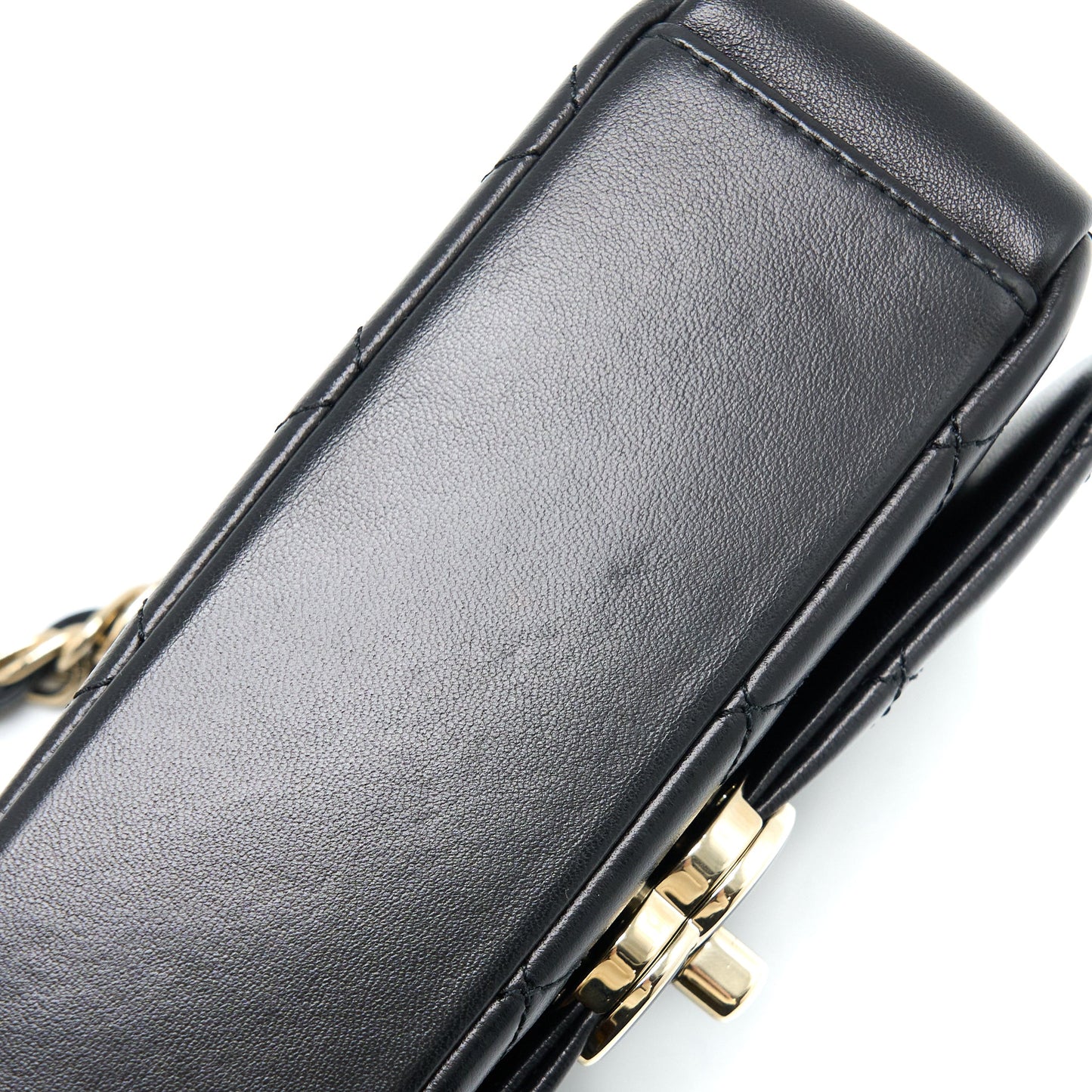 Chanel Enamel CC Logo Quilted Rectangular Flap Bag Lambskin Black LGHW