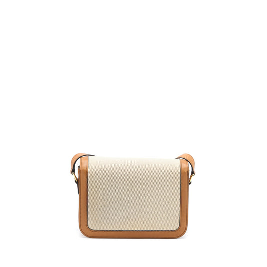 Celine Triomphe Bag Textile/Calfskin White/Tan GHW