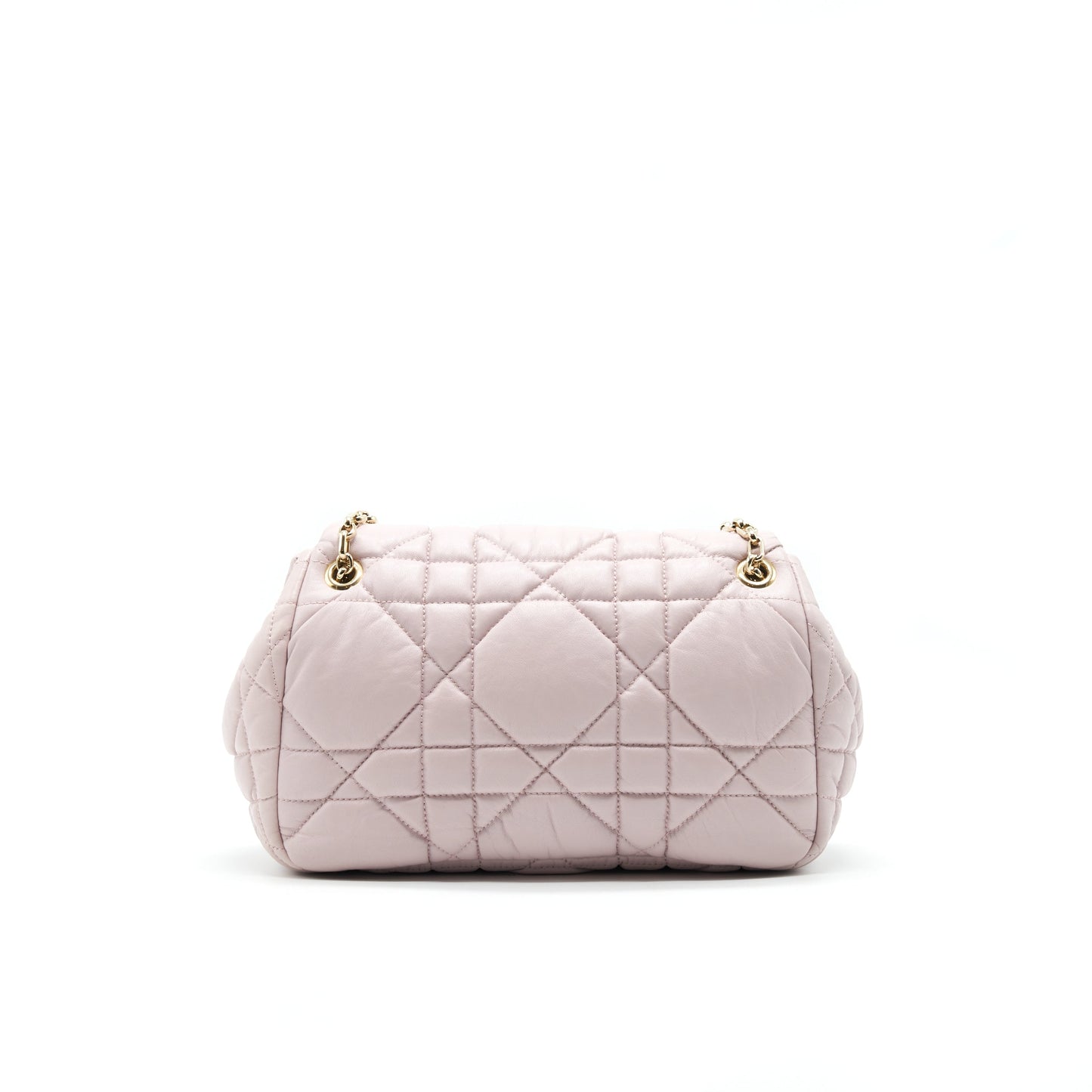 CHRISTIAN Luxury Dior CANNAGE LEATHER FLAP BAG IN LIGHT PINK GHW