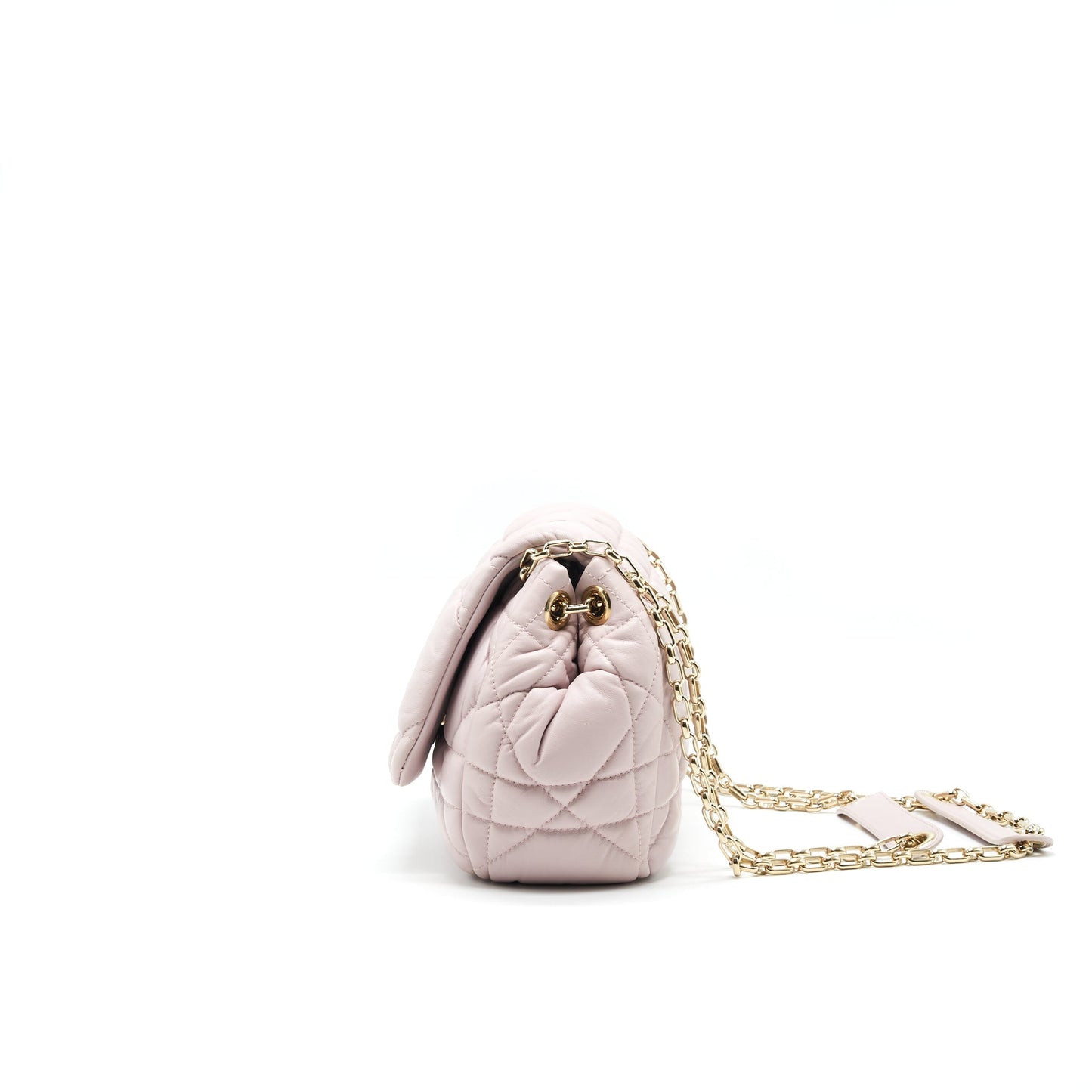 CHRISTIAN Luxury Dior CANNAGE LEATHER FLAP BAG IN LIGHT PINK GHW