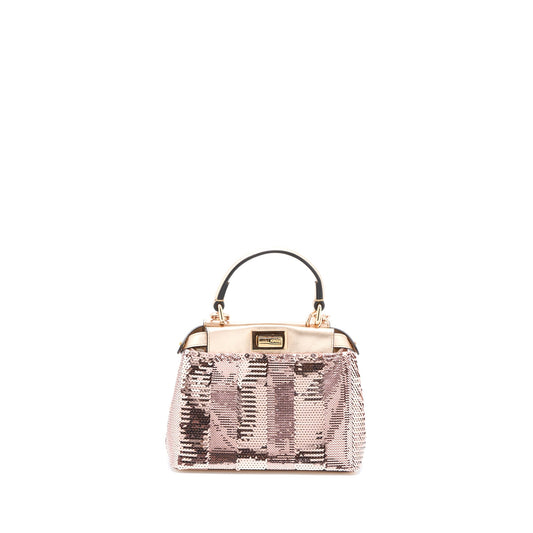Fendi Mini Peekaboo Sequin/Leather Light Pink with Pink Hardware