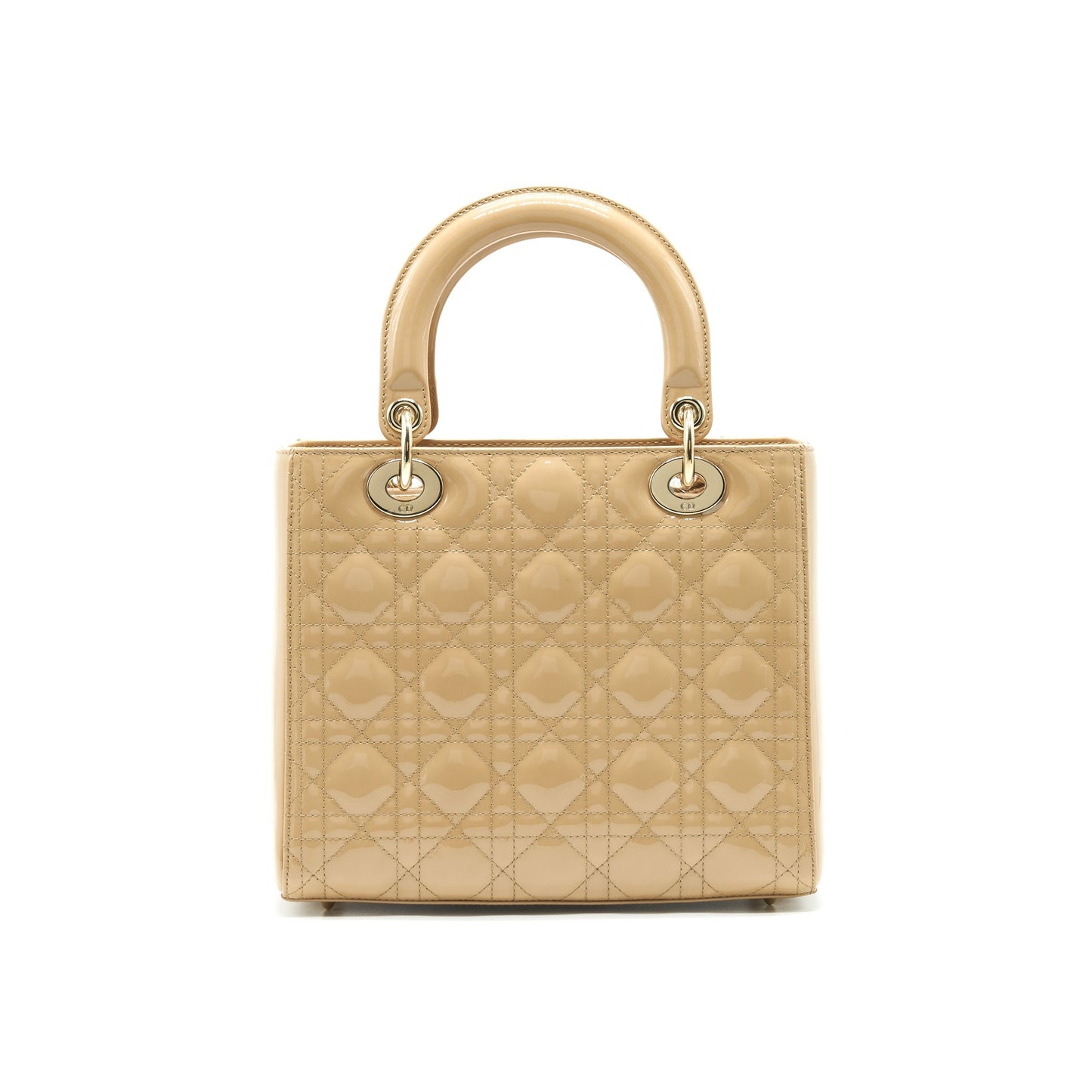 CHRISTIAN Luxury Dior MEDIUM LADY Luxury Dior IN PATENT LEATHER BEIGE
