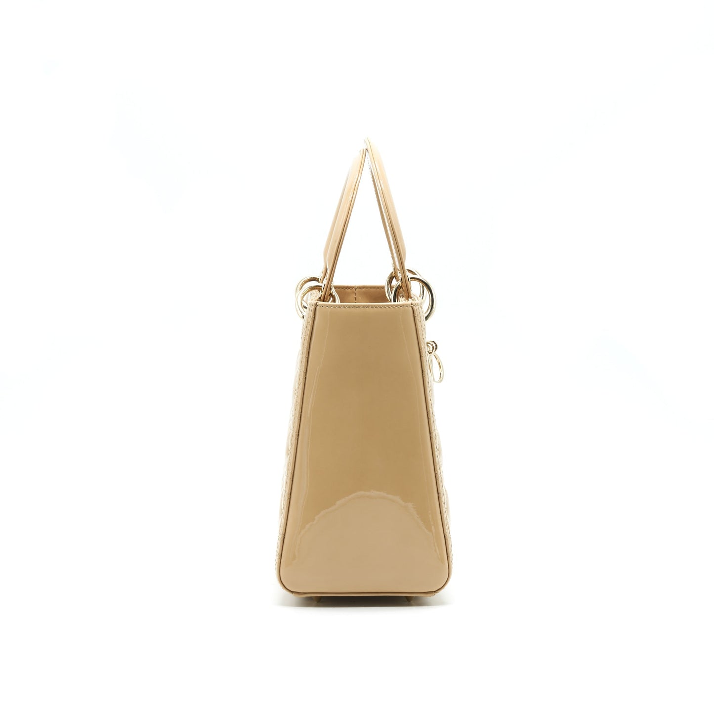 CHRISTIAN Luxury Dior MEDIUM LADY Luxury Dior IN PATENT LEATHER BEIGE