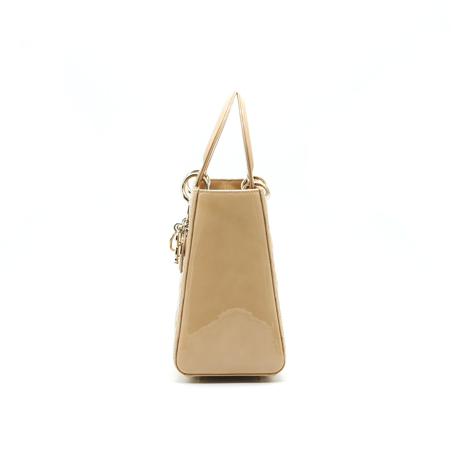 CHRISTIAN Luxury Dior MEDIUM LADY Luxury Dior IN PATENT LEATHER BEIGE