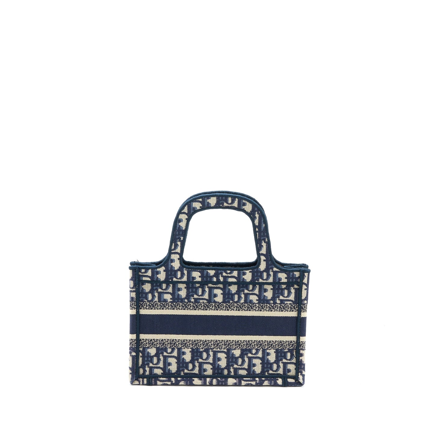 Luxury Dior Mini Book Tote Blue Oblique Embroidery