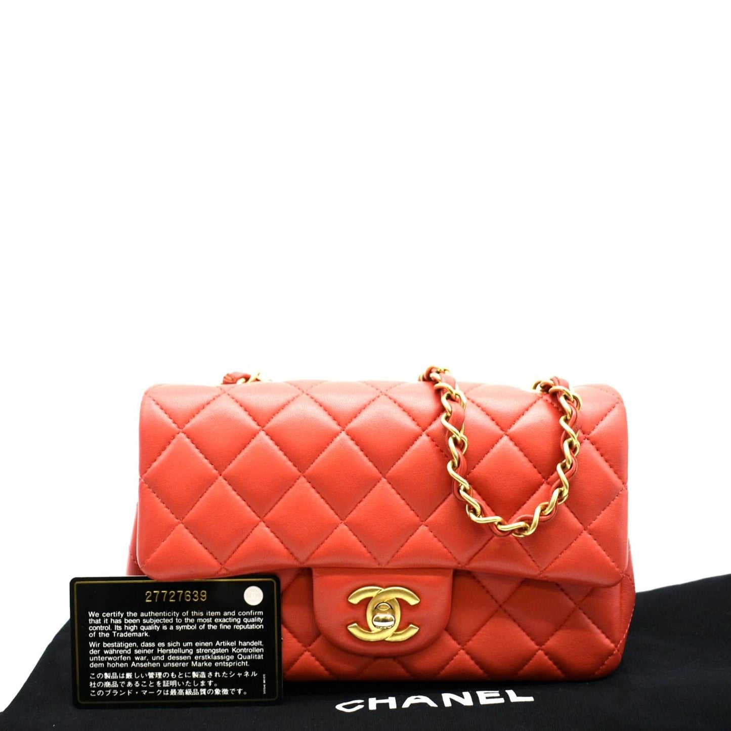 Luxury Chanel Mini Rectangular Flap Quilted Leather Crossbody Bag Red