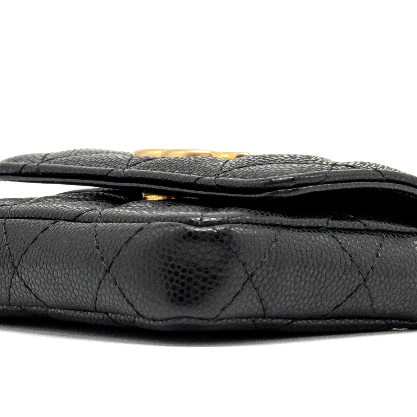 Chanel Mini Flap Belt Bag/Card Holder Caviar Black GHW (Microchip)