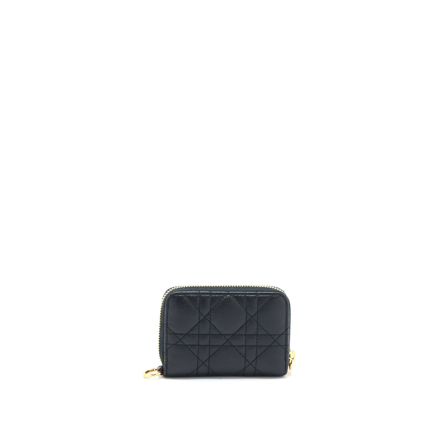Luxury Dior Caro Detachable Card Holder Cannage Supple Calfskin Black GHW