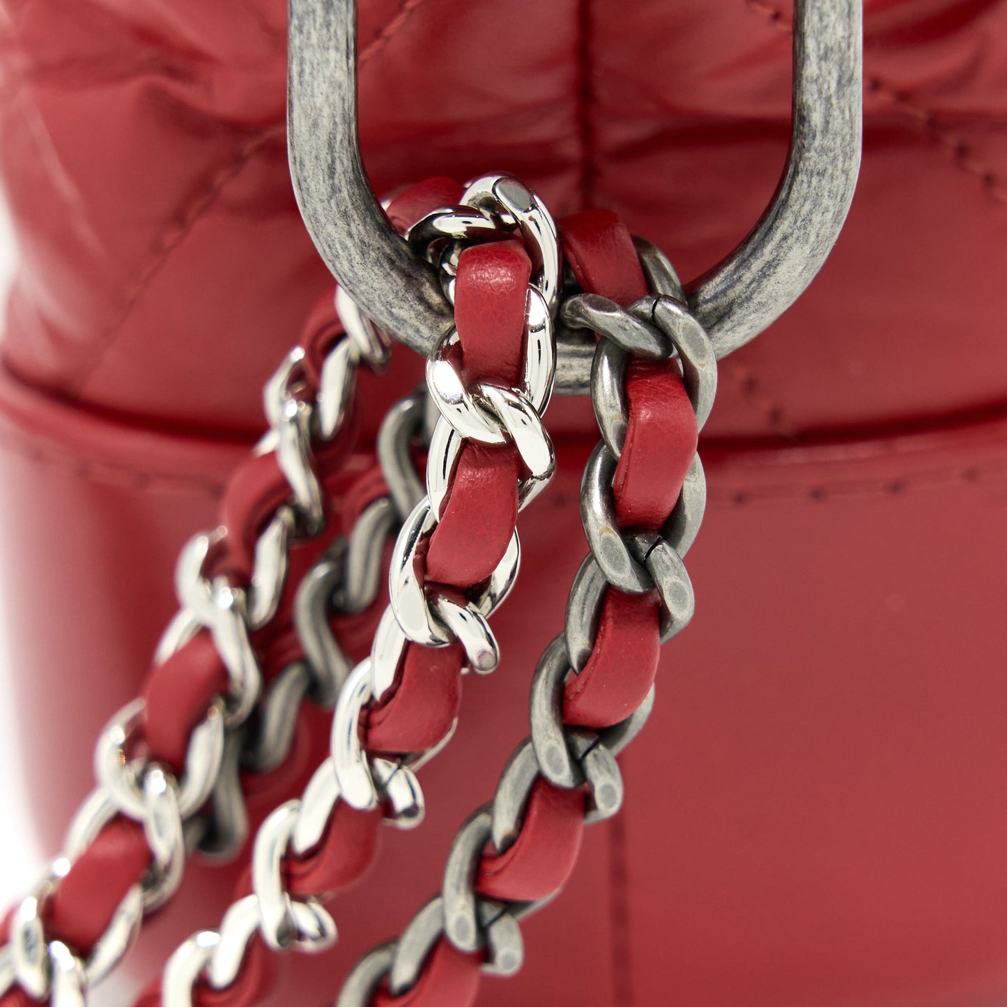 Chanel Small Gabrielle Hobo Bag Aged Calfskin Red Multicolour Hardware