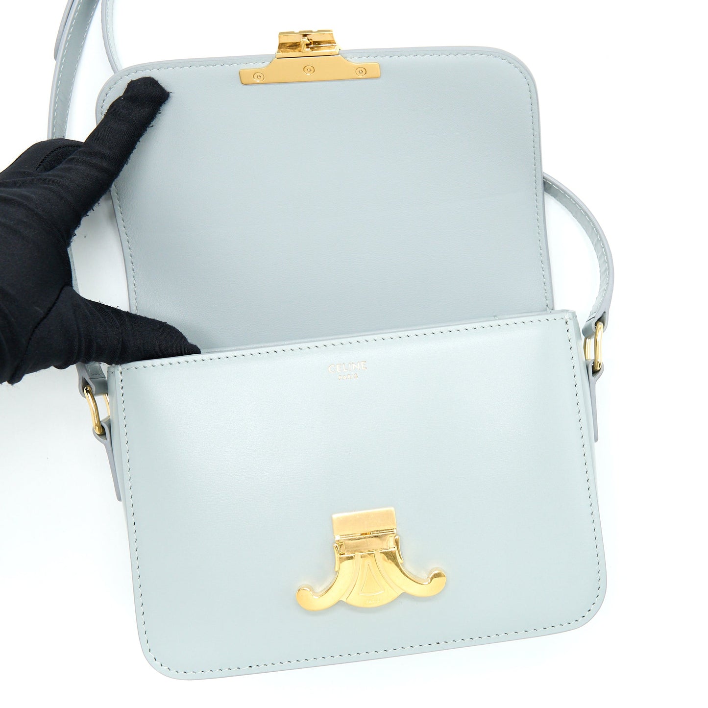 Celine Teen Triomphe Bag Calfskin Mineral GHW
