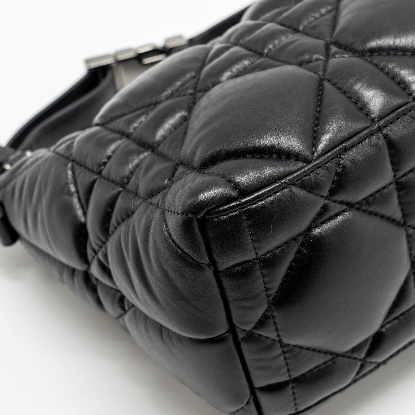 Dior Medium Diortravel Nomad Pouch Macrocannage Calfskin Black SHW