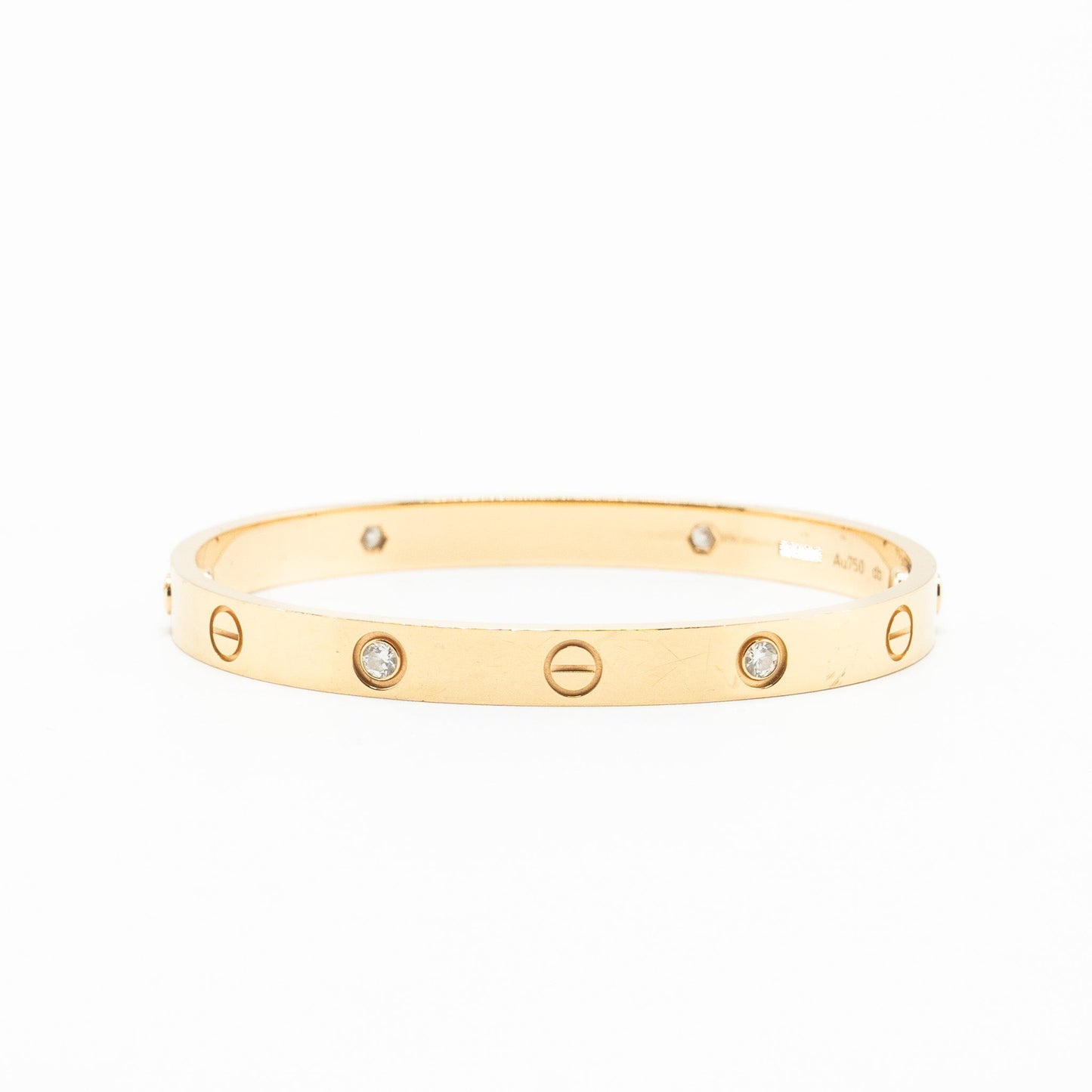 Cartier Size 17 Love Bracelet Rose Gold, 4 Diamonds