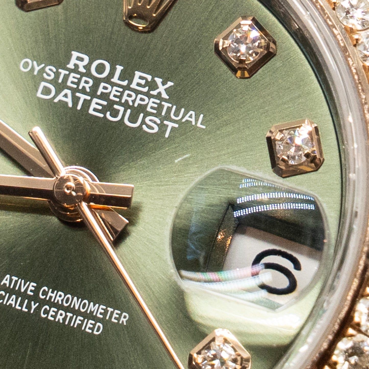 Rolex 28mm Lady-Datejust Oystersteel/Everose Gold/Diamonds, Oliver Green Dial, Jubilee Bracelet, Model: M279381RBR-0007