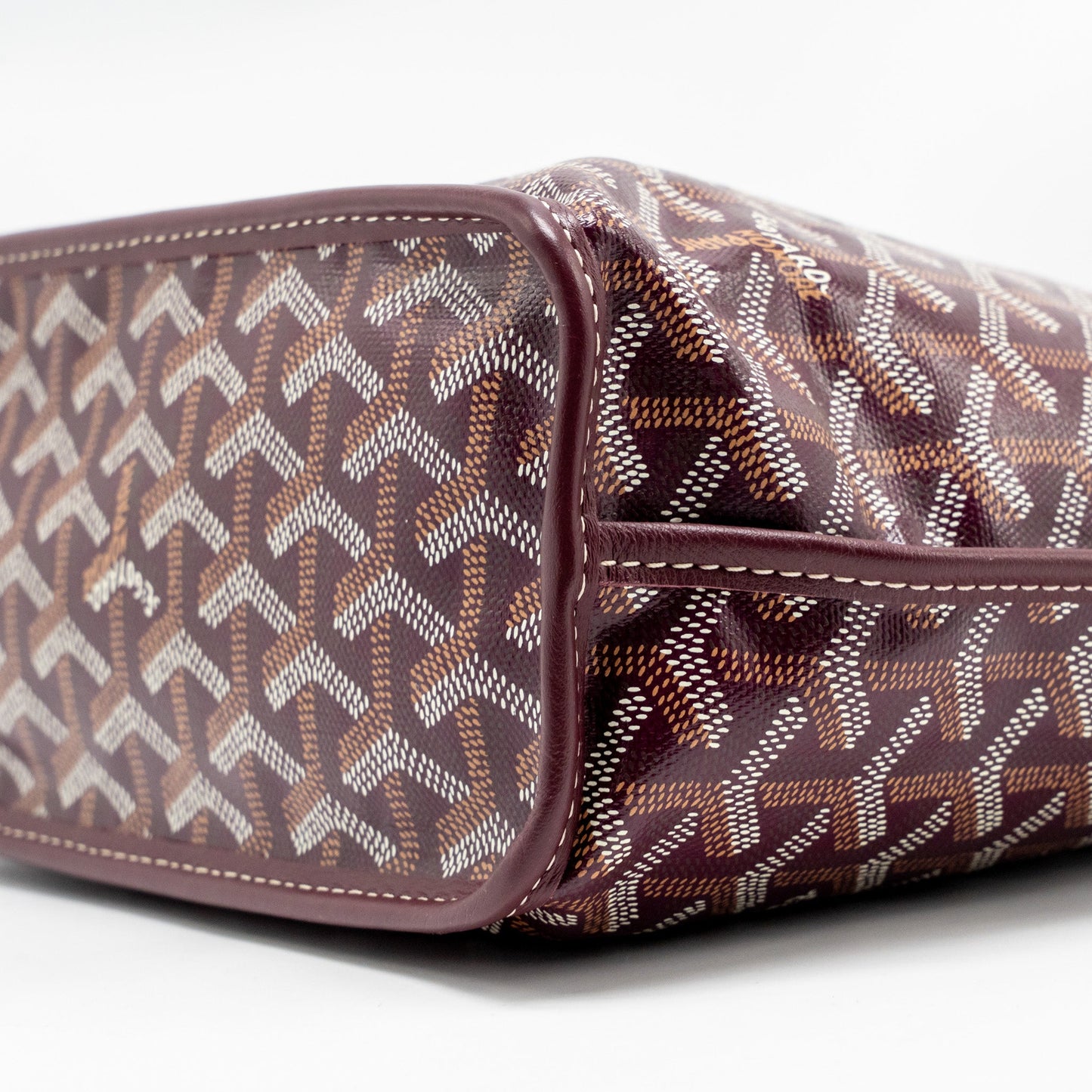 Goyard Mini Anjou Tote Bag Goyardine Canvas Bordeaux SHW