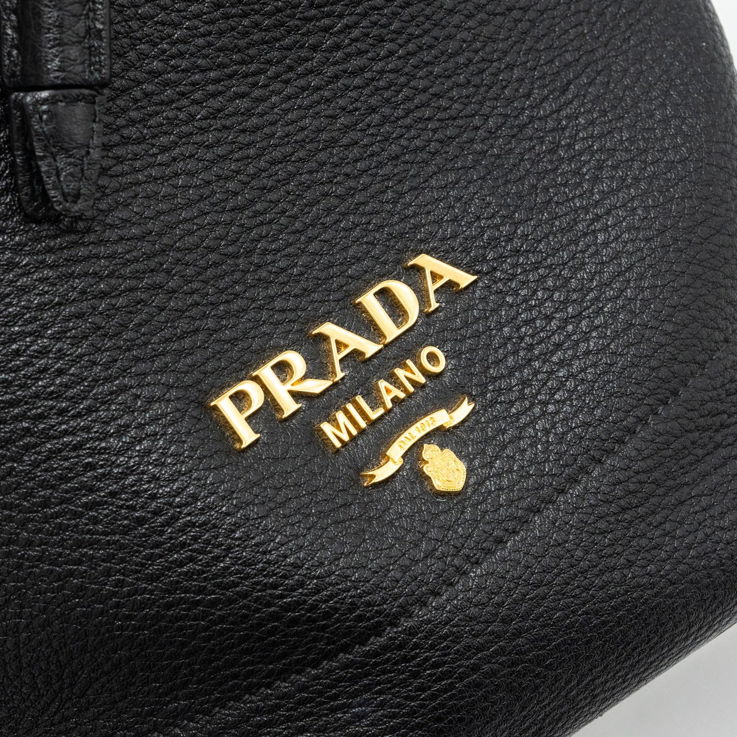 Prada Secchiello bucket bag grained calfskin black GHW
