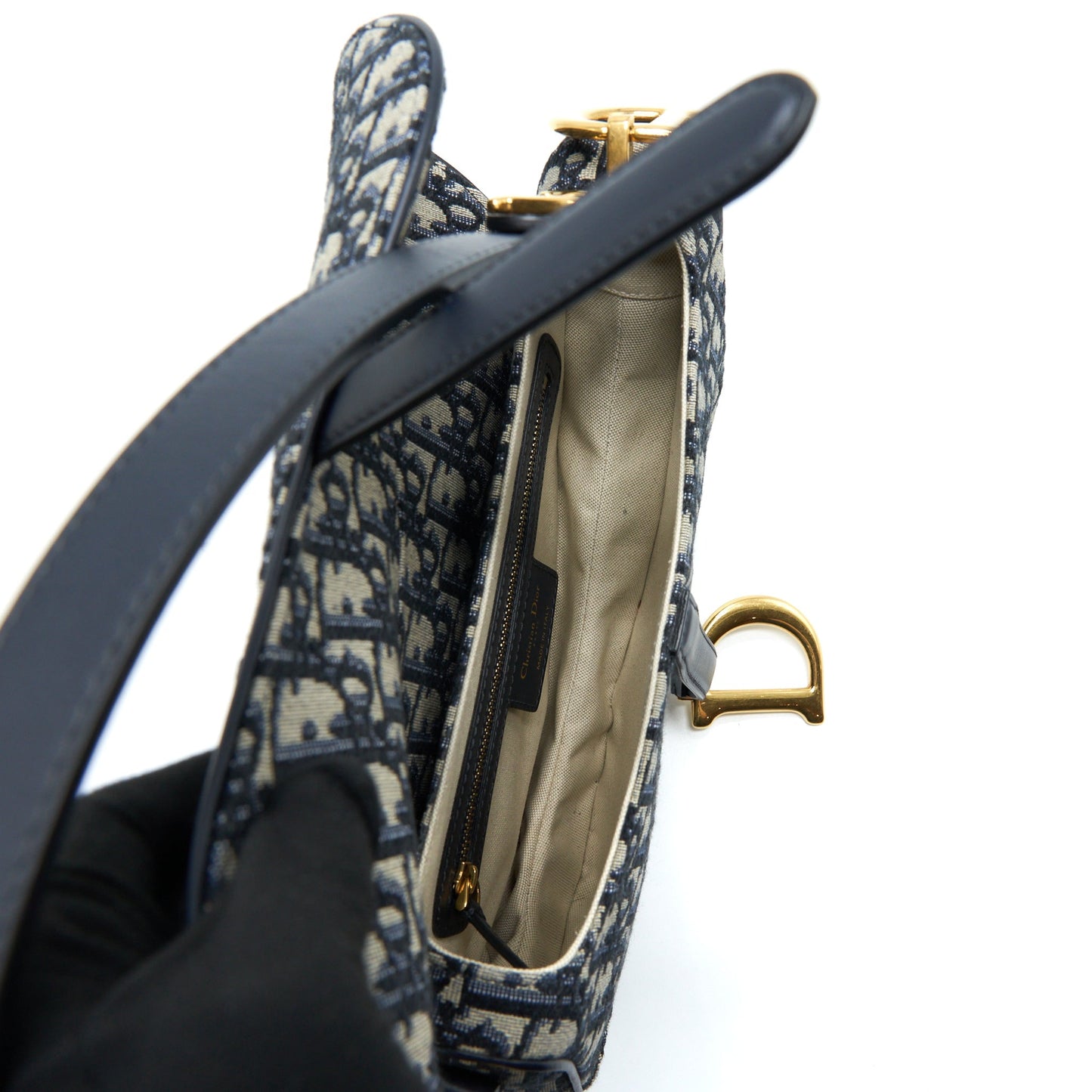 Luxury Dior Medium Saddle Bag Blue Oblique Canvas GHW