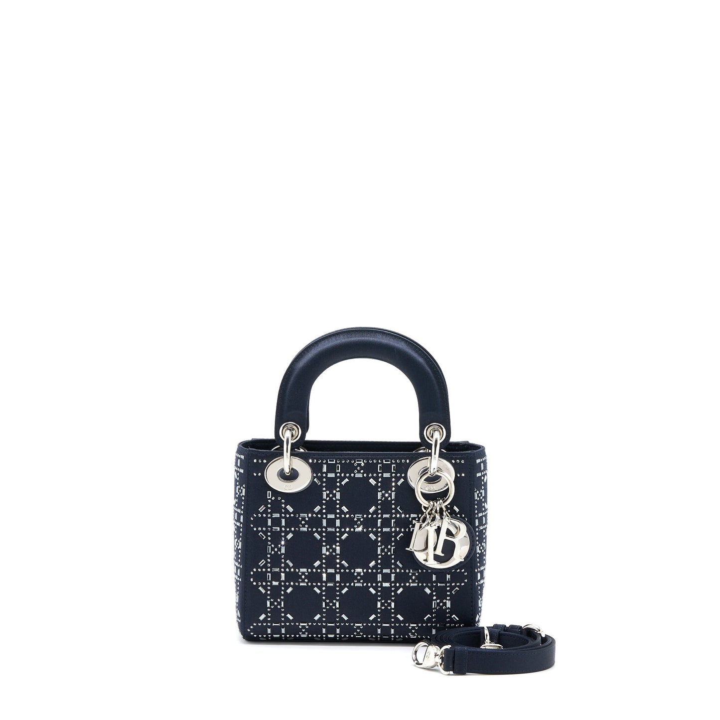 Luxury Dior Mini Lady Luxury Dior Stain Crystal Cannage Dark Blue SHW