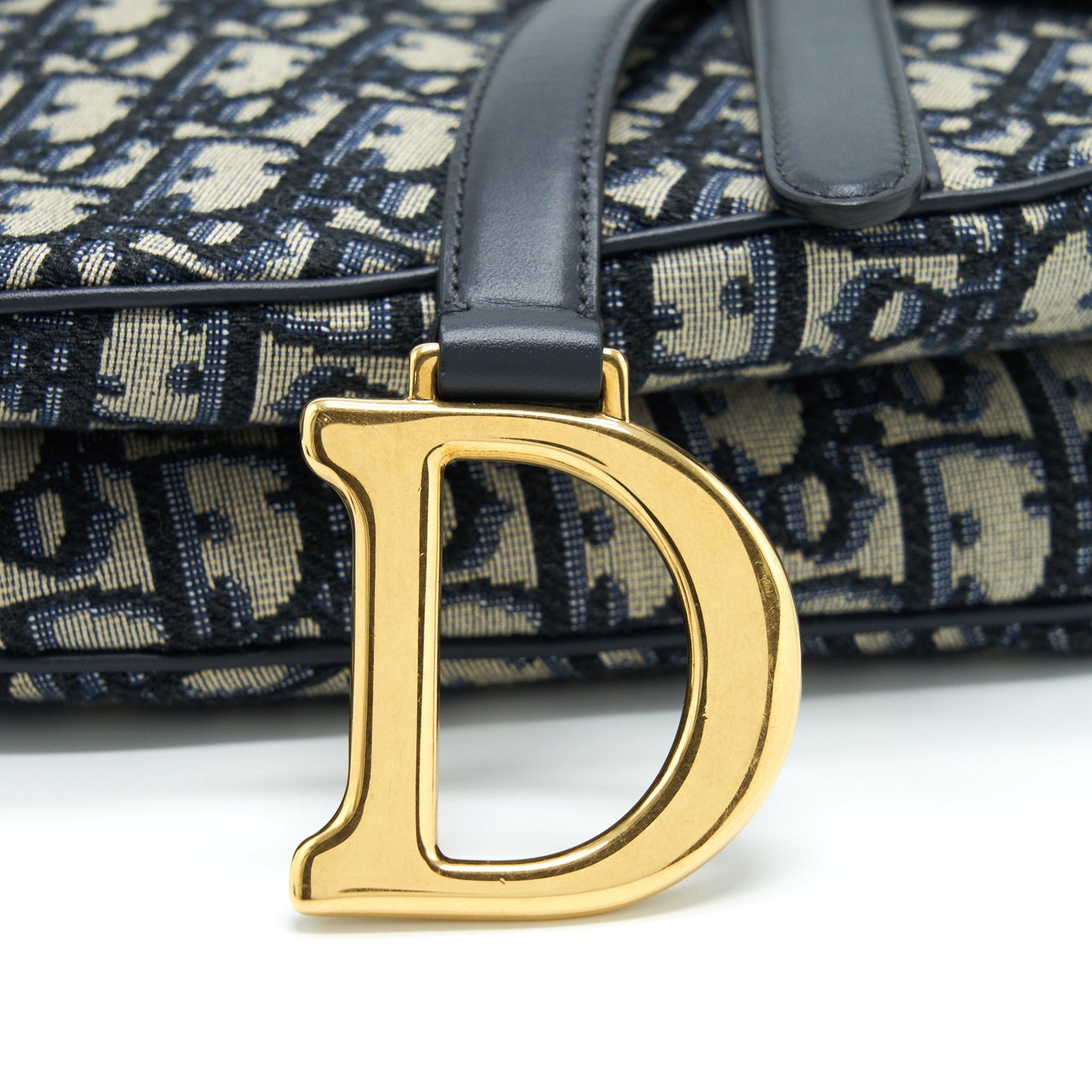 Luxury Dior Medium Saddle Bag Blue Oblique Canvas GHW