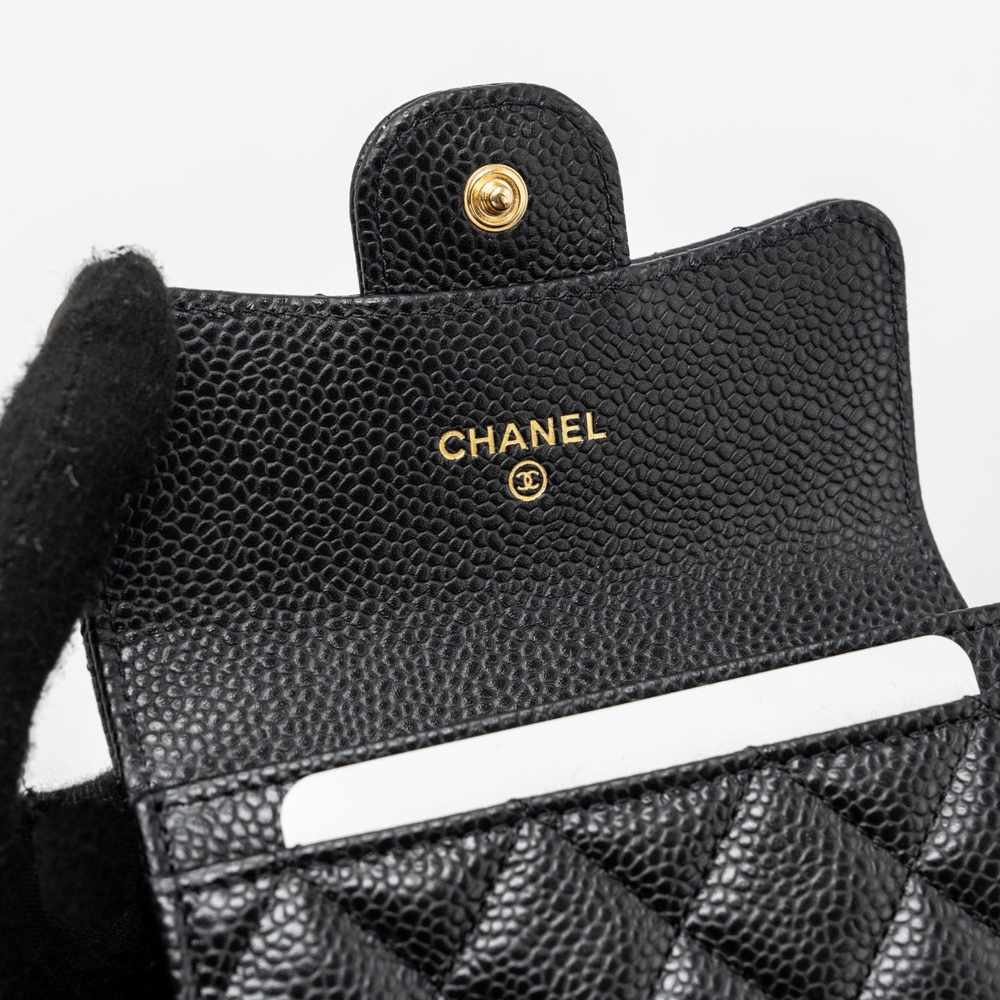 Chanel classic flap card holder caviar black GHW (microchip)