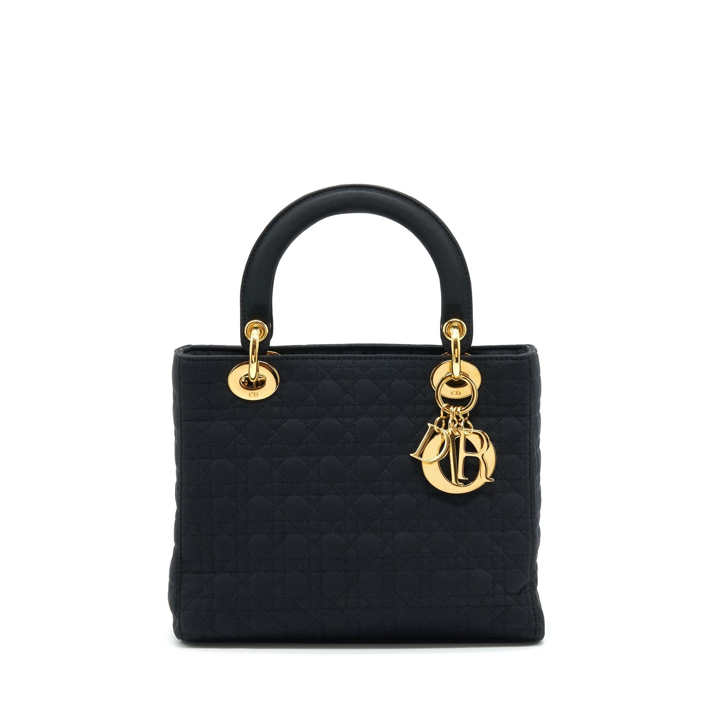 Luxury Dior Vintage Medium Lady Luxury Dior Fabric Black GHW