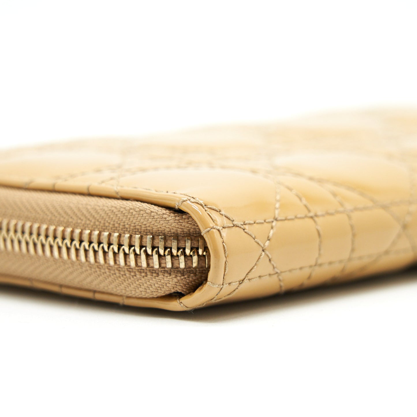 CHRISTIAN Luxury Dior Lady Luxury Dior Voyager Zip Wallet Beige LGHW