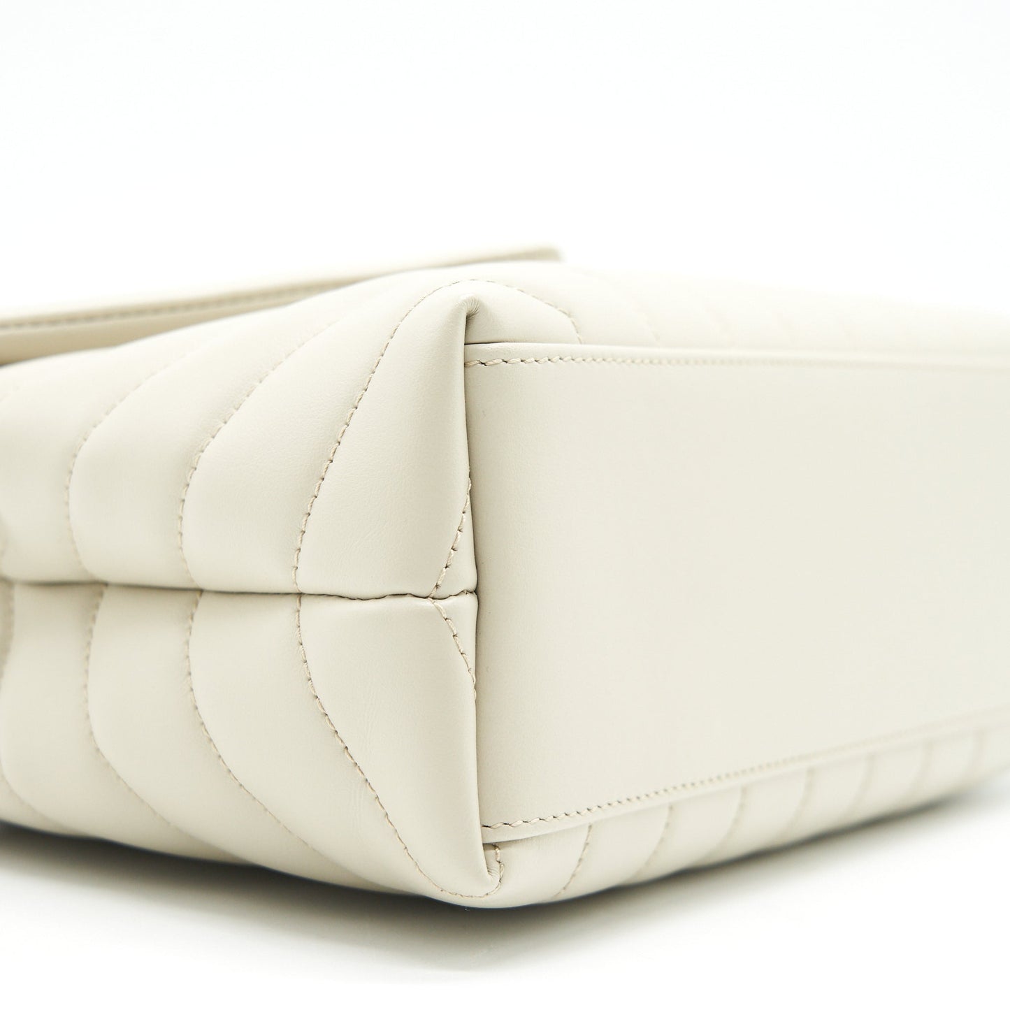 SAINT LAURENT Lou Lou Small Quilted Y Leather Shoulder Bag In White