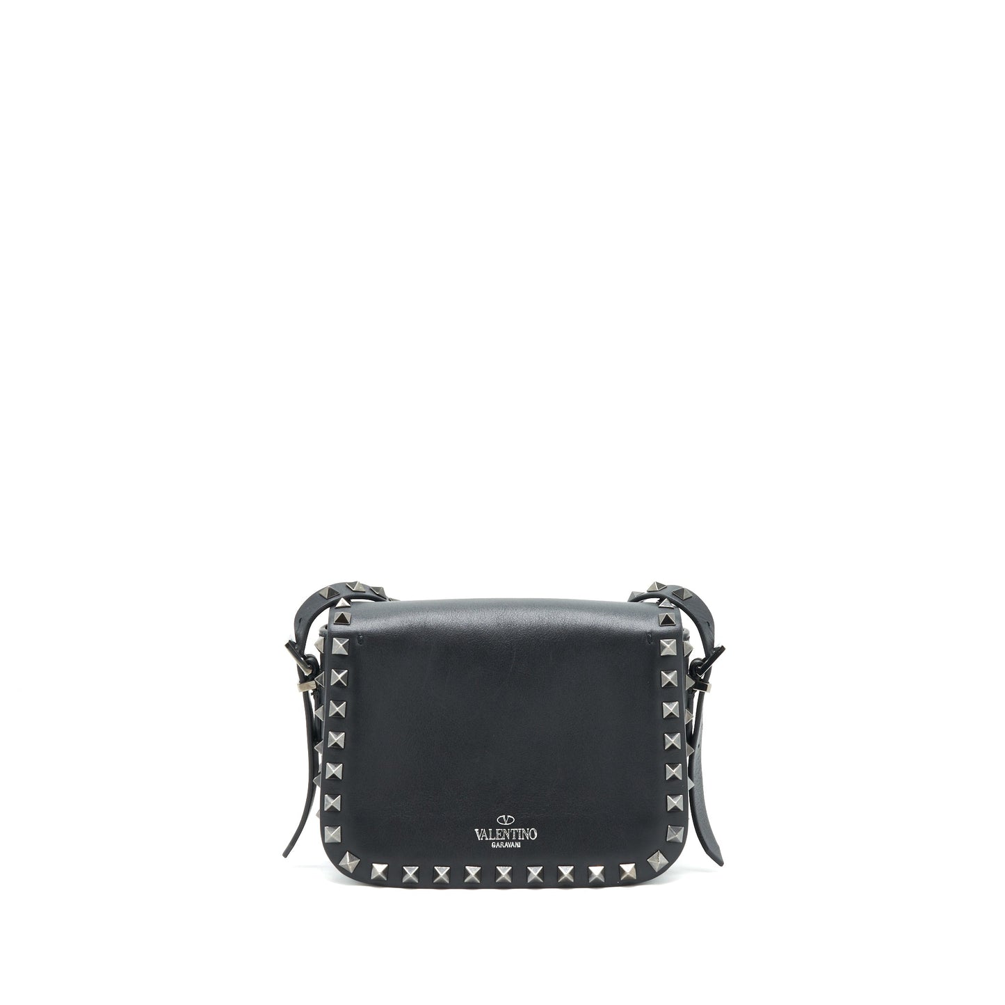 Valentino Garavani small Rockstud Grainy Calfskin Crossbody Bag Black SHW