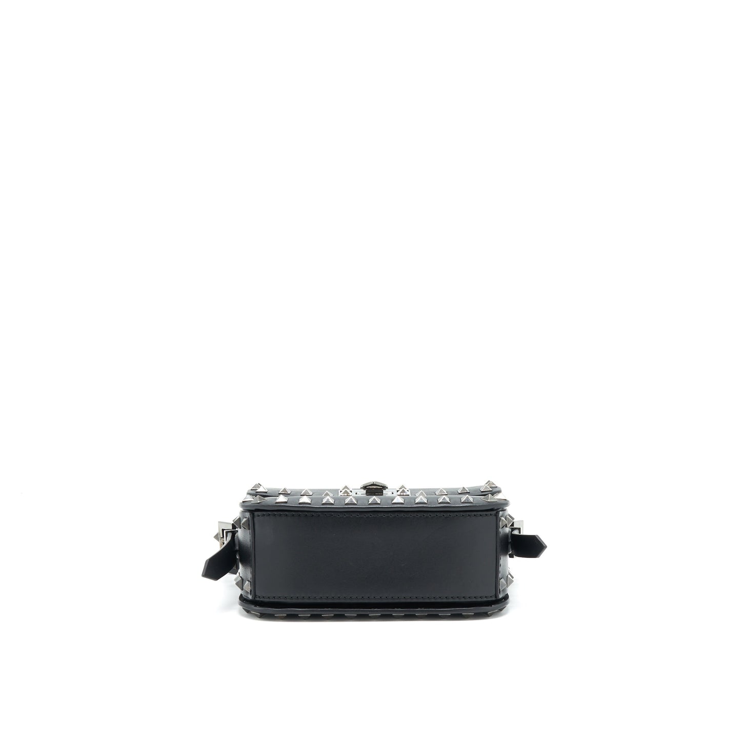 Valentino Garavani small Rockstud Grainy Calfskin Crossbody Bag Black SHW