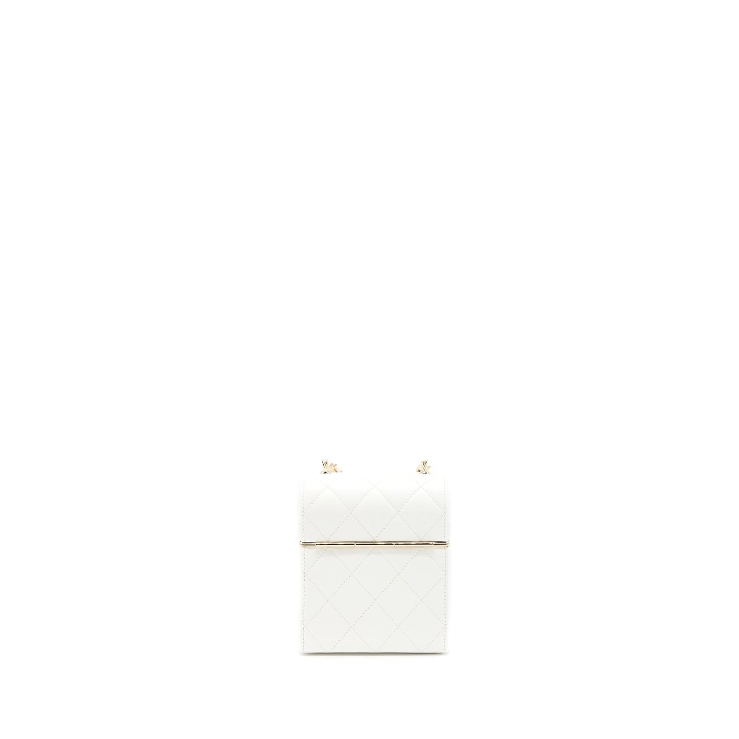 Chanel 22P Quilted Mini Box Vanity With Chain Lambskin White LGHW