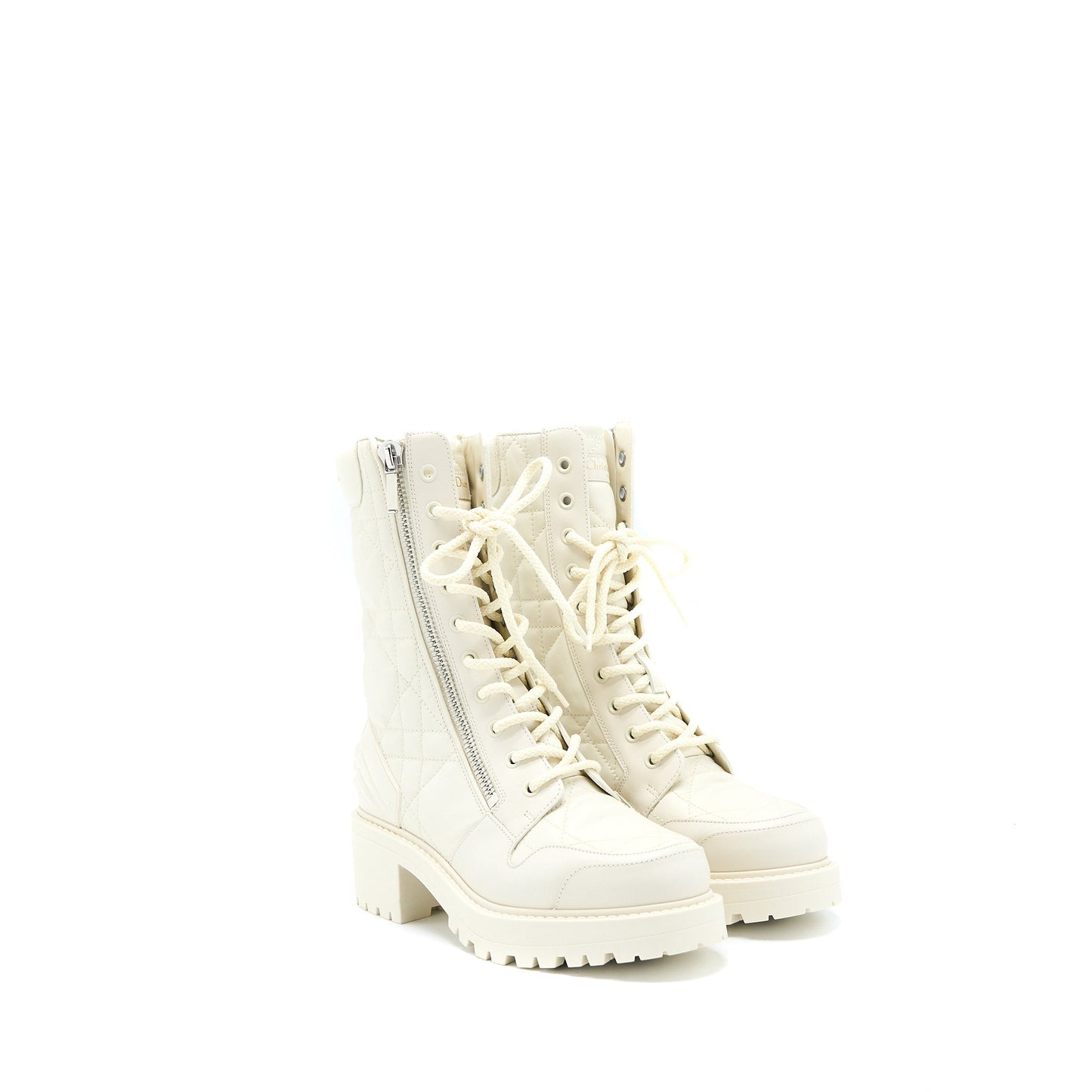 Luxury Dior Size 36 D-leader Ankle Boot Quilted Cannage Calfskin White SHW