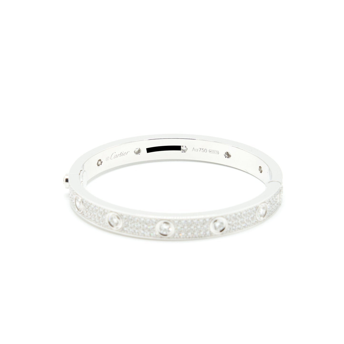 Cartier Size 16 Love Bracelet, Diamond Paved White Gold With Diamonds