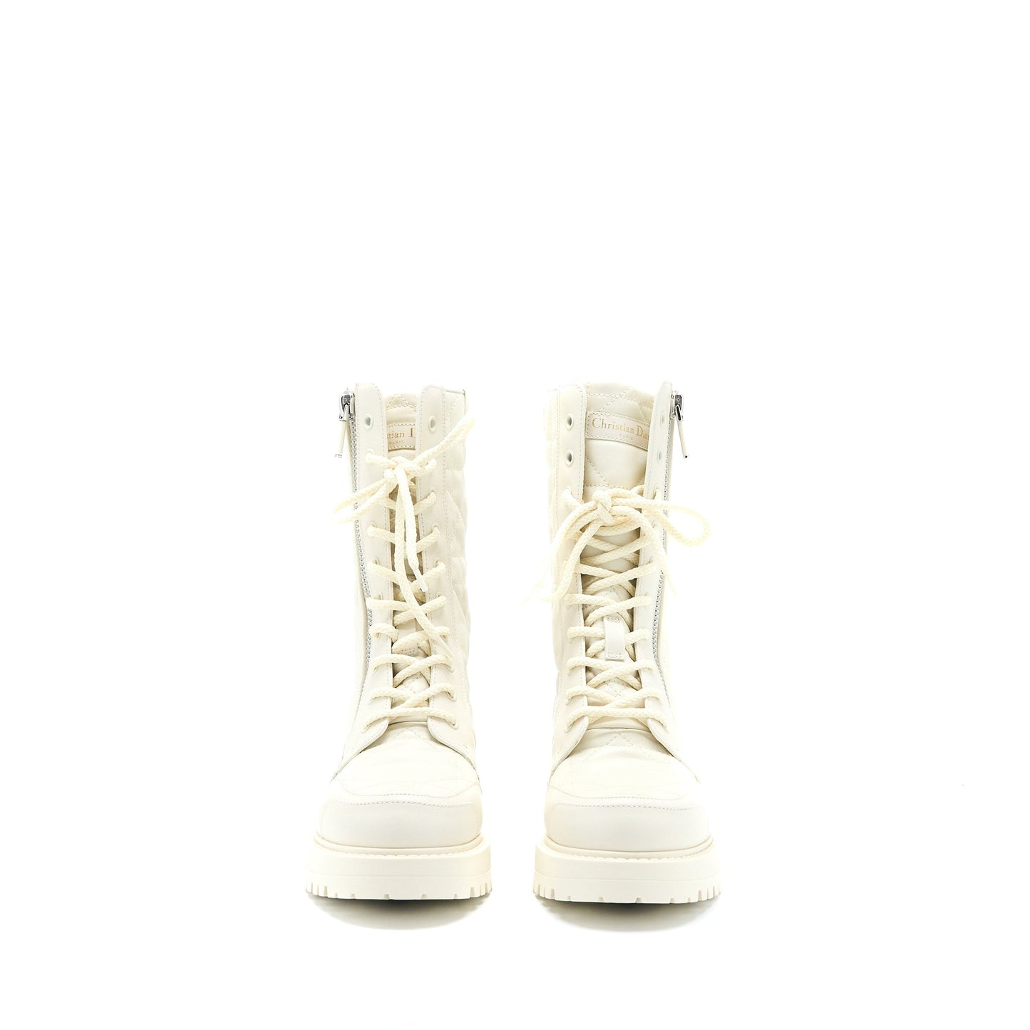 Luxury Dior Size 36 D-leader Ankle Boot Quilted Cannage Calfskin White SHW