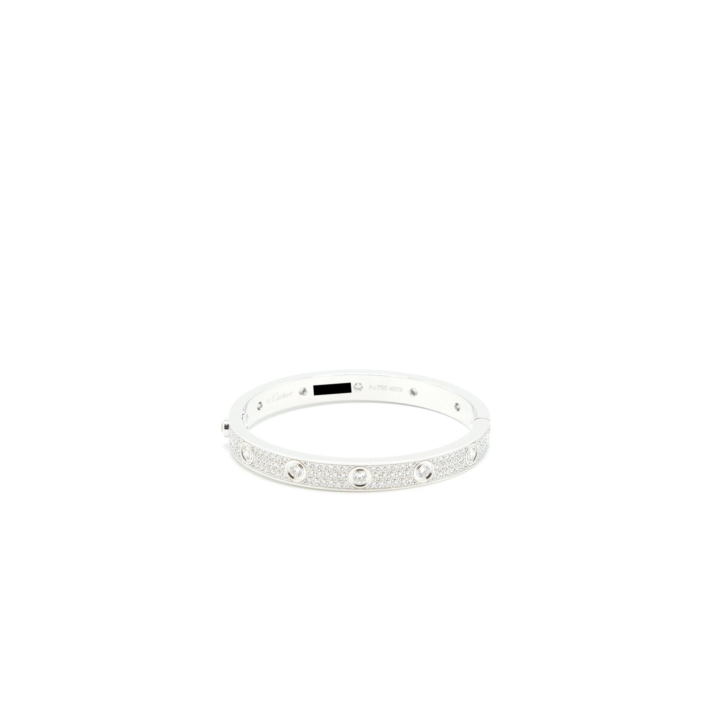 Cartier Size 16 Love Bracelet, Diamond Paved White Gold With Diamonds