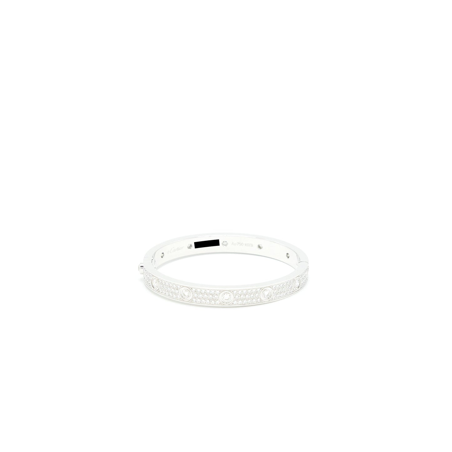 Cartier Size 16 Love Bracelet, Diamond Paved White Gold With Diamonds