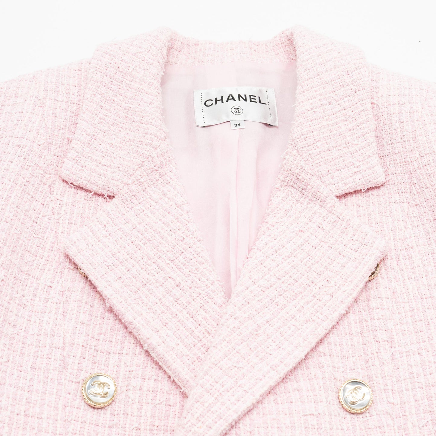 Chanel 21S Size 34 Tweed Jacket Cotton/ Polyester/ Acrylic Pink
